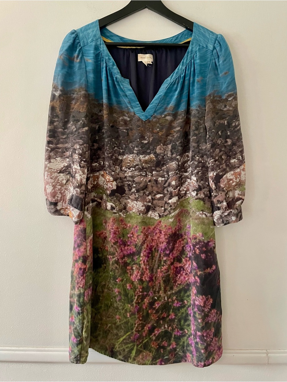 Meadow Rue 100% Silk Exterior Photo Print Dress Size 10